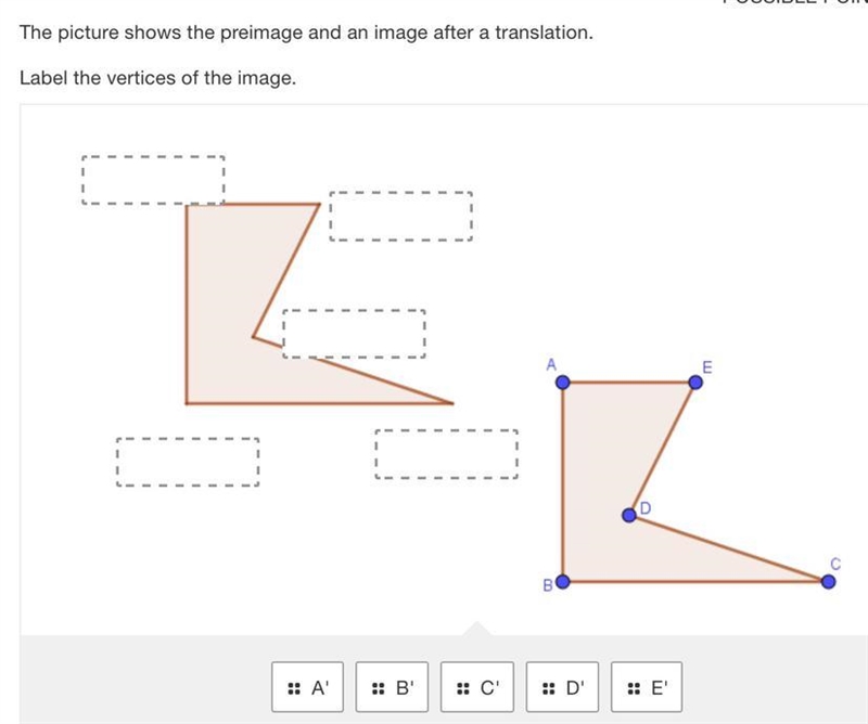 The picture shows the preimage and an image after a translation.Label the vertices-example-1