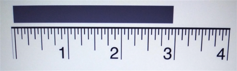 four inches of a (somewhat magnified ) ruler is shown. use the ruler to give the length-example-1