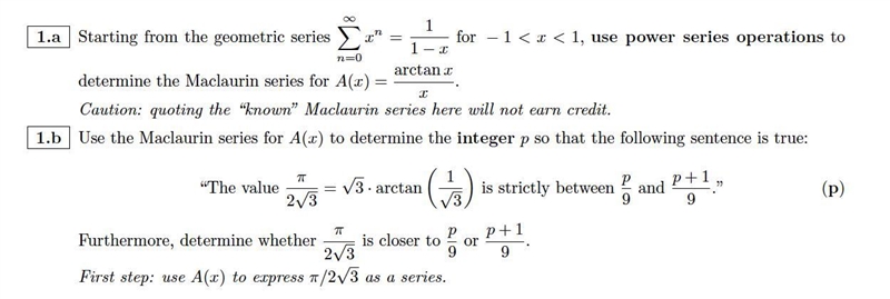 Starting from the geometric series, use power series operations to determine the Maclaurin-example-1