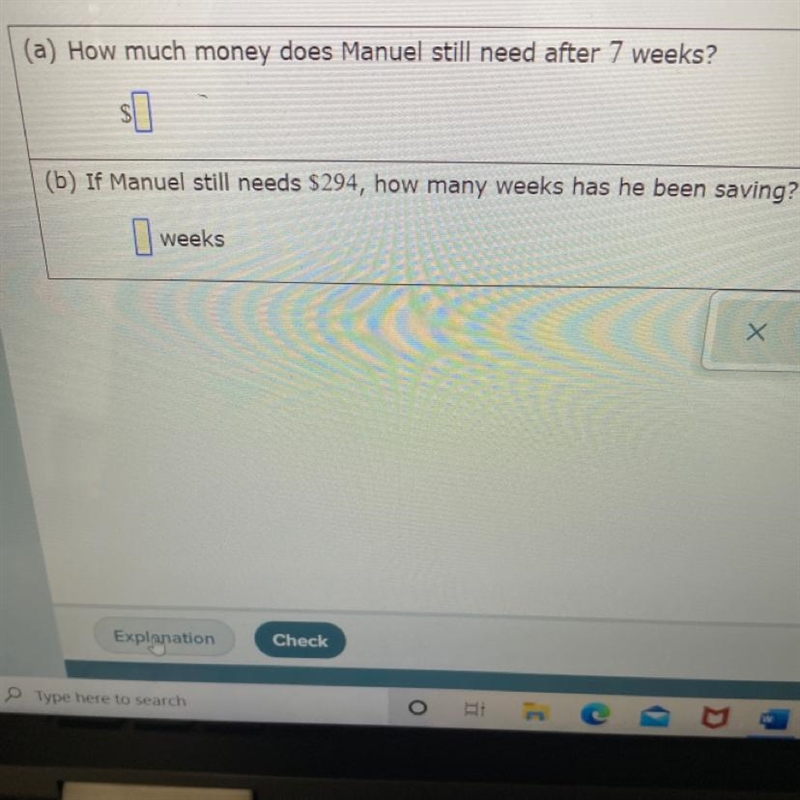 Emanuel wants to save $600 to buy a TV. He saves 18 each week. The amount A (in dollars-example-1