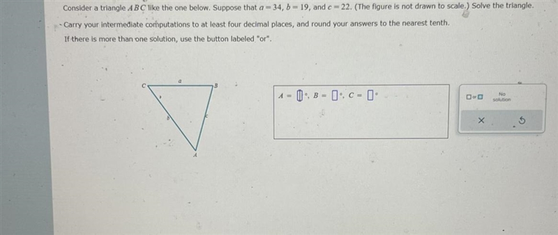 The figure is not drawn to scale Solve the triangle-example-1