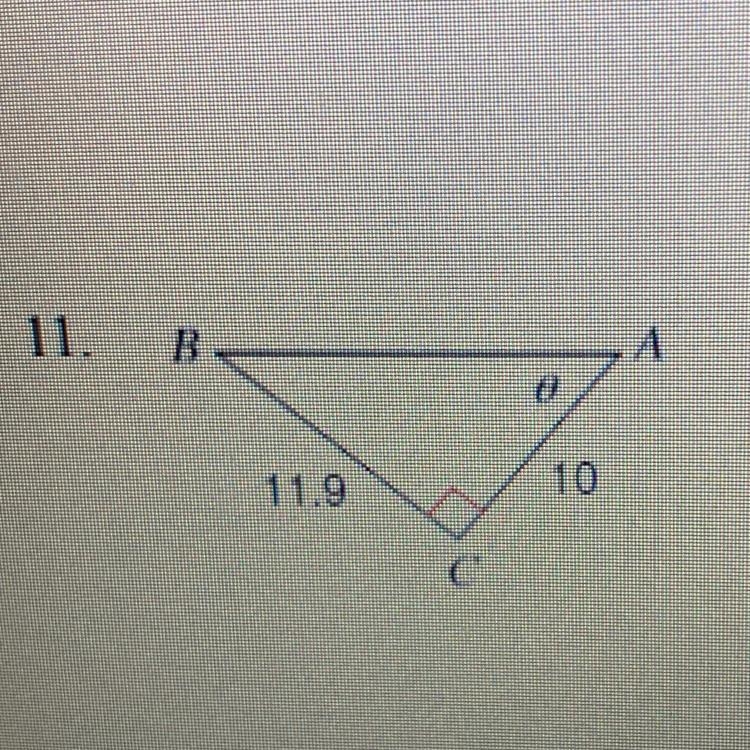 I need to find the missing angle measurement or side length using trig ratios-example-1