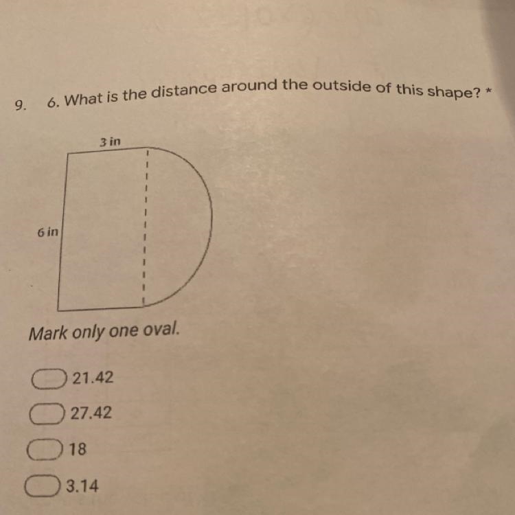 What is the distance around the outside of this shape? *-example-1