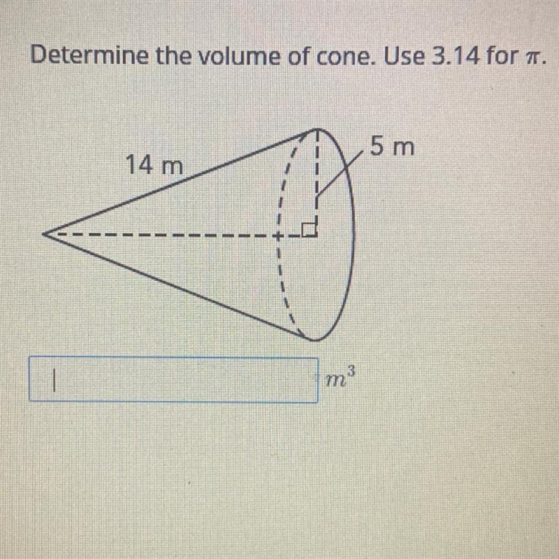 Determine the volume of cone. Use 3.14 for pi.-example-1