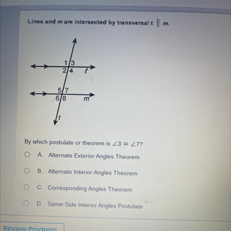 Lines and m are intersected by transversal t-example-1