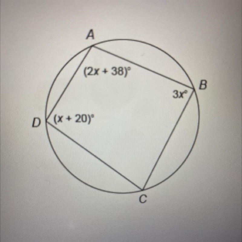 Quadrilateral ABCD is inscribed in this circle. What is the measure of angle C?-example-1