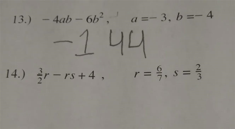 Directions:For questions 12-16 simplify using the given replacement valued. There-example-1