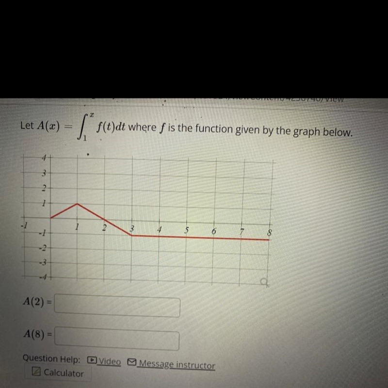 Let A ( ) f (t )dt where f is the function given by the graph below-example-1