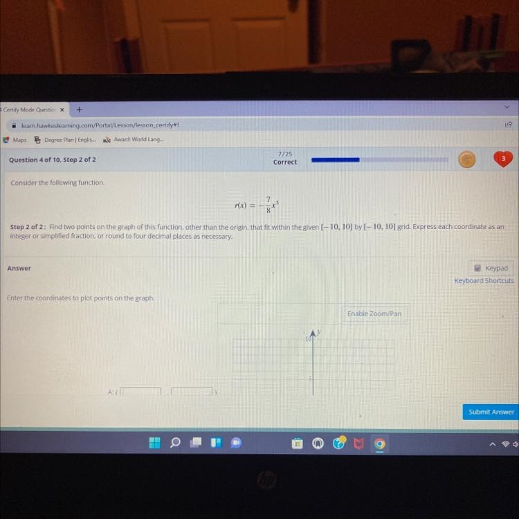 I need to find the coordinates for this graph and place two points but every time-example-1