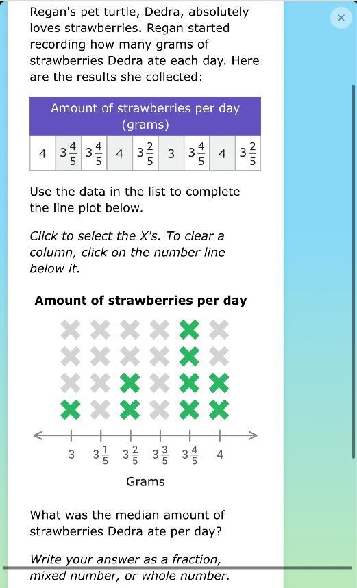 Regan's pet turtle, Dedra, absolutely loves strawberries. Regan started recording-example-1