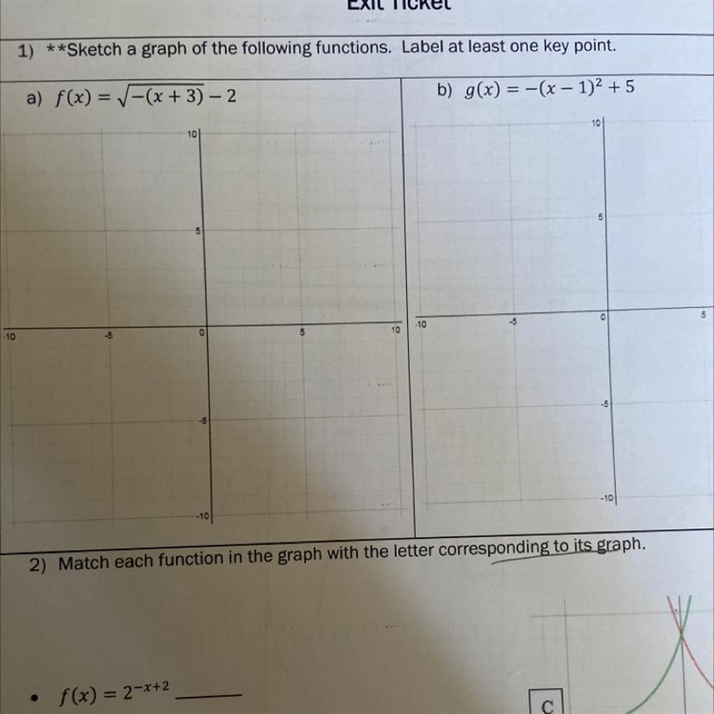 Sketch a graph of the following functions. Label at least one key point.a) f(x) = V-example-1