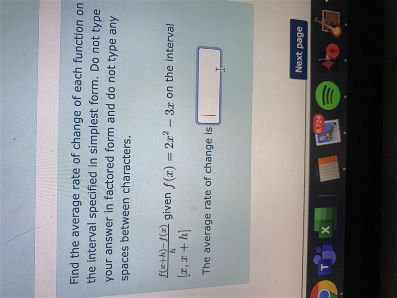 Find the average rate of change of each function on the interval specified in simplest-example-1