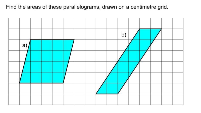 Find the area of these parallelograms.-example-1