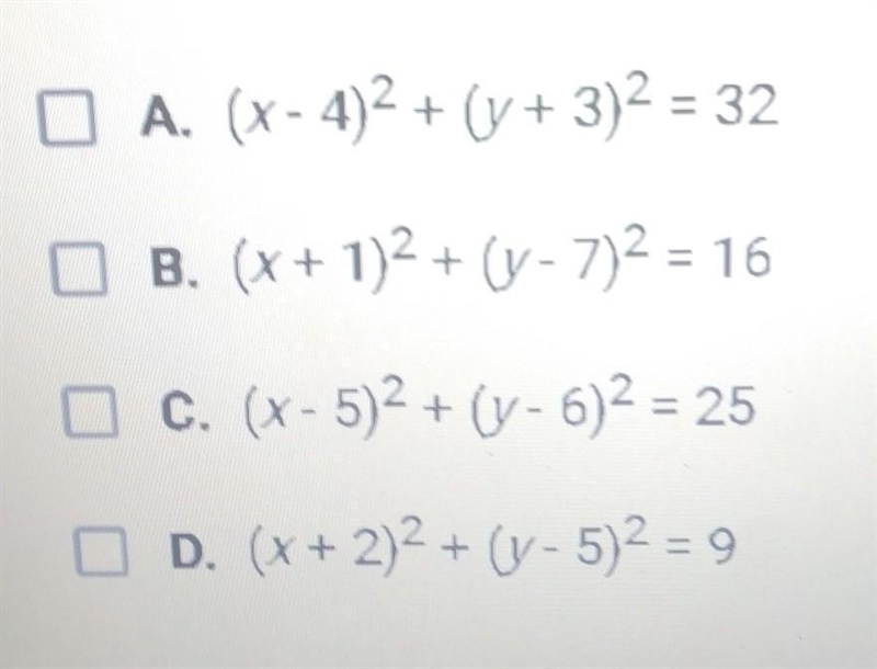 Which of the following circles have their centers in the second quadrant-example-1