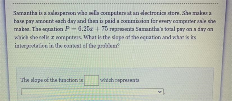 The commission Samantha makes for each computer saleThe base pay sammath makes regardless-example-1