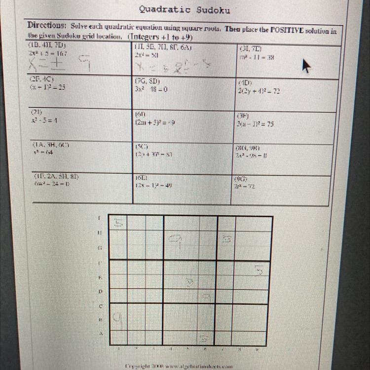 I need help with the problem I have my Cursor by.Top right problem.(3I, 7E)m² - 11 = 38-example-1