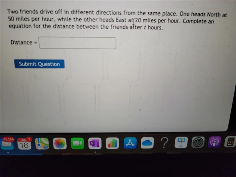 Two friends drive off in different directions from the same place. One heads North-example-1