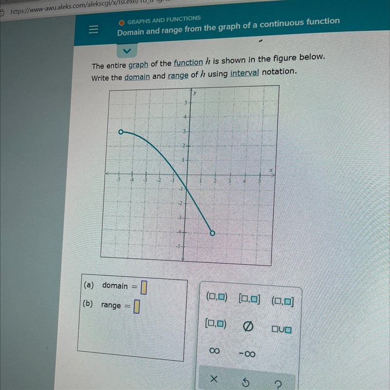 Domain and range of a function in an entire graph-example-1