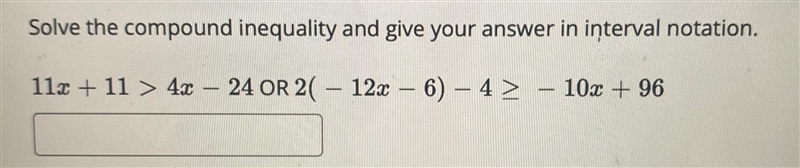 Solve the compound inequality and give your answer in interval notation.-example-1