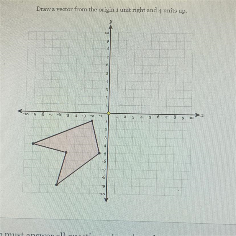 Translate the figure 1 unit right and 4 units up.Draw a vector from the origin 1 unit-example-1