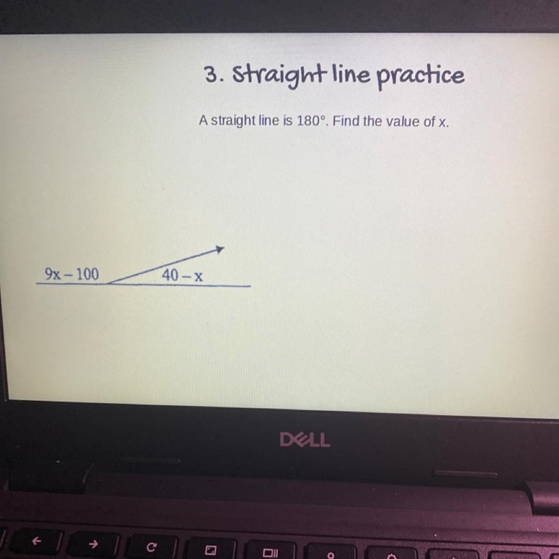 A straight line is 180 degrees. Find the value of X.-example-1