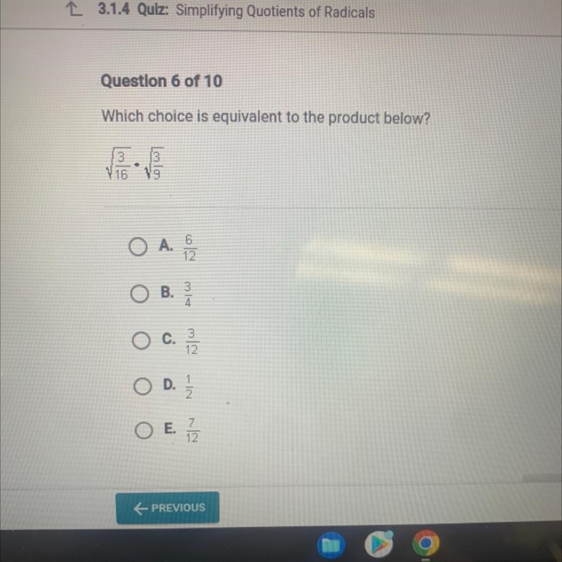 Question 6 of 10Which choice is equivalent to the product below?316mla19-example-1