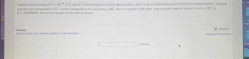 Newton's law of where is the temperature of the object at timerand is the constant-example-1