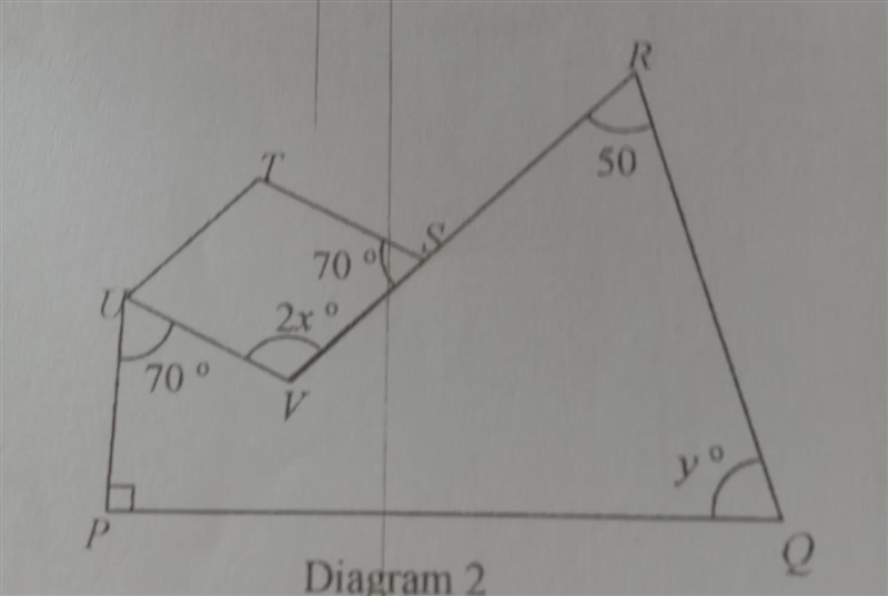 In diagram 2, STUV is a rhombus and RSV is a straight line.Calculate the value of-example-1