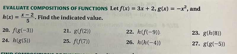 Let f(t) = 3 + 2, g(x) = -x^2?, and he) = x - 2/5. Find the indicated value. Question-example-1