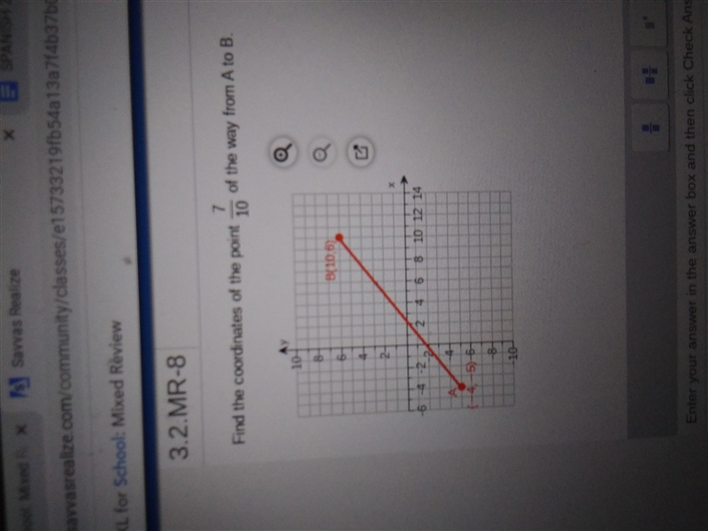 Find the coordinates of the point 7 10 of the way from A to B.-example-1