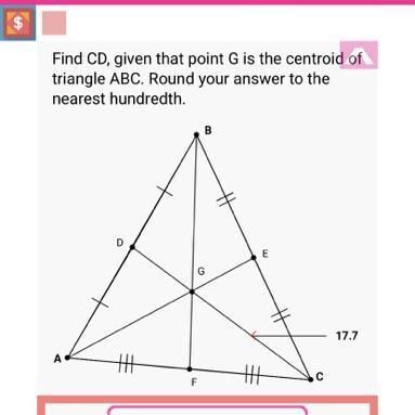 Find CD, given that point G is the centroid of triangle ABC. Round your answer to-example-1