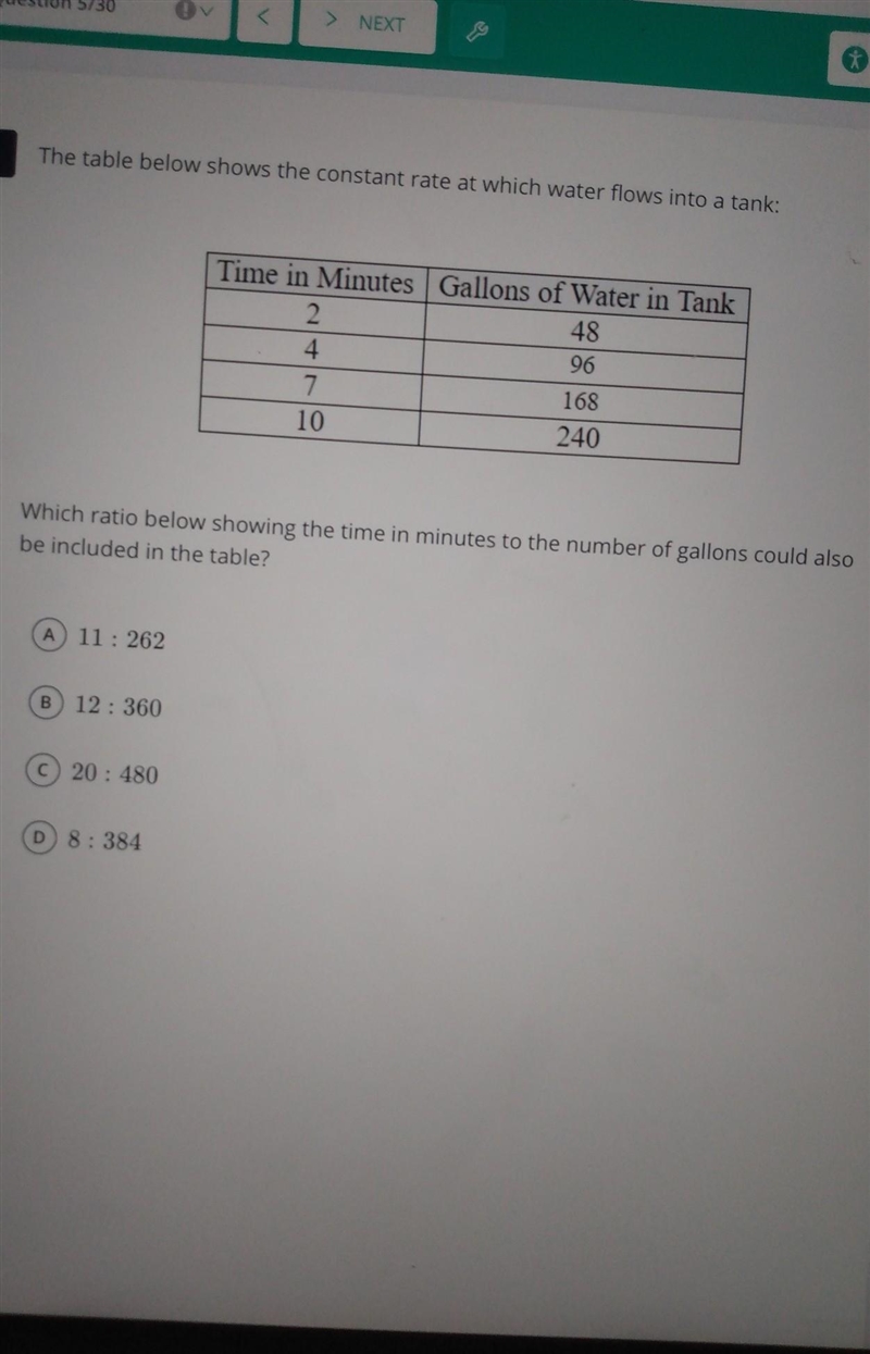 which way to below showing the time in the minutes to the number of gallons could-example-1