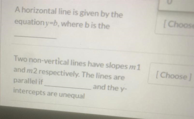 two non vertical lines have slopes m 1 and m2 respectively they lines are parallel-example-1