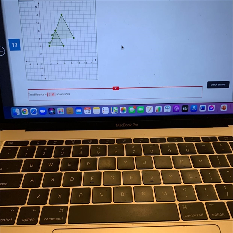 Graph triangle DEF with vertices D(2,4) E(6,4) and F(4,8) and it’s image after a dilation-example-1