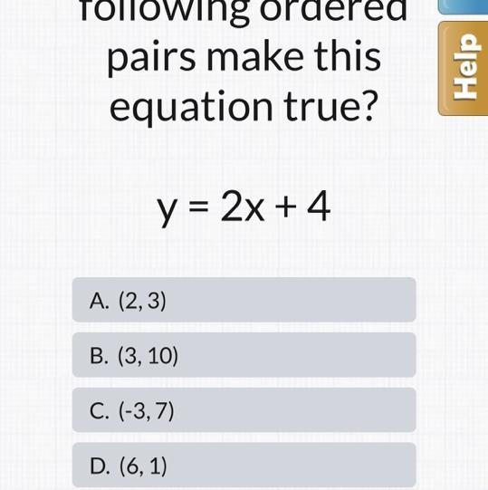 Which of the following ordered pair make this equation true-example-1