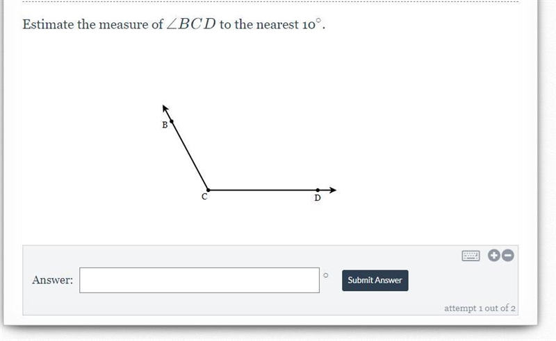 Estimate the measure of ∠BCD to the nearest 10-example-1