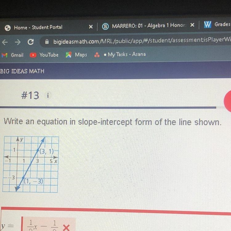 Write an equation in slope intercept form-example-1