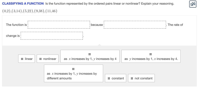 CLASSIFYING A FUNCTION. Is the function represented by the ordered pairs linear or-example-1