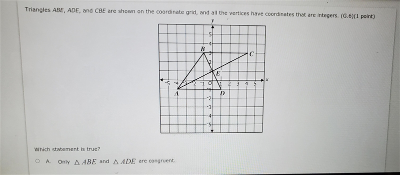 Triangles ABE, ADE, and CBE are shown on the coordinate grid, and all the vertices-example-1