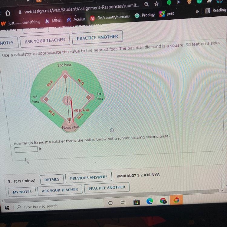 How far in ft must a catcher throw the ball to throw out a runner stealing second-example-1