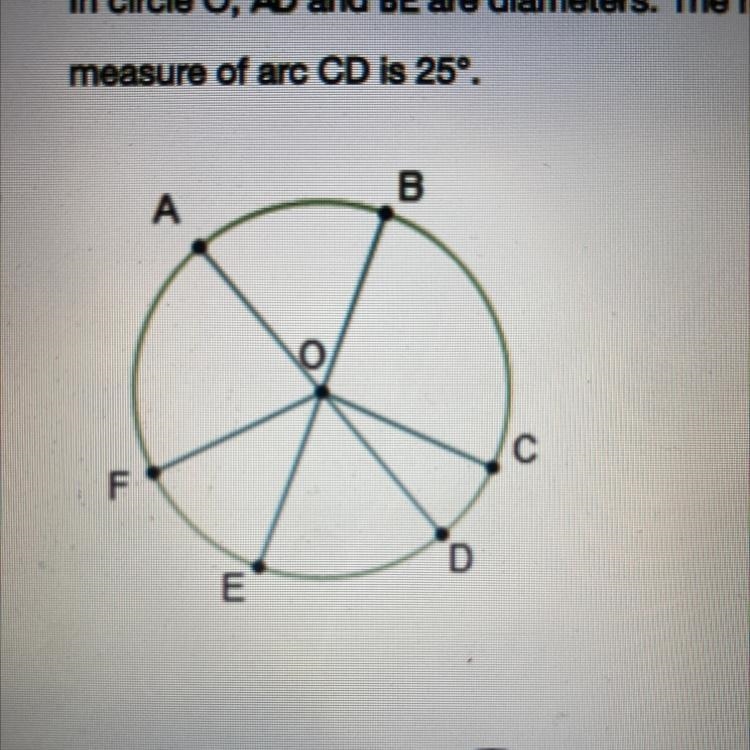 In circle O, AD and BE are diameters. The measure of arc AB is 55° and the measure-example-1