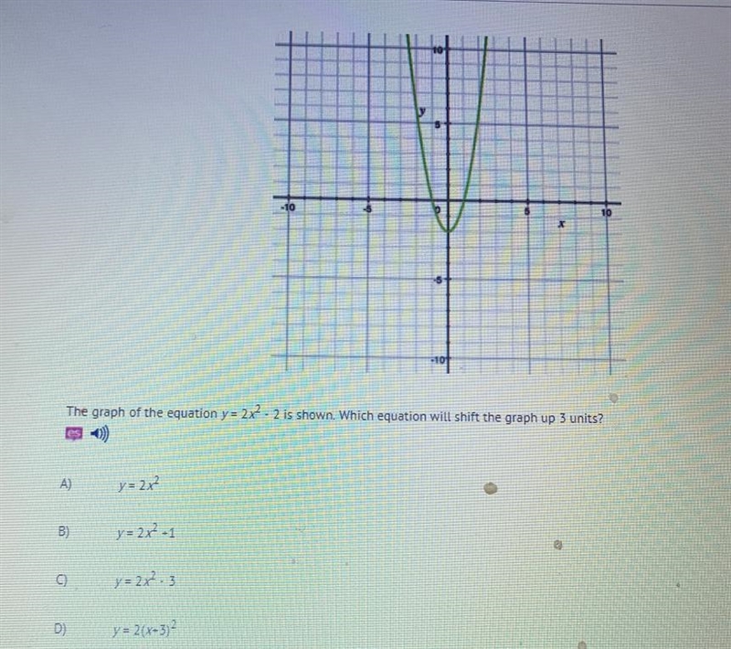 -1010The graph of the equation y - 272. 2 is shown. Which equation will shift the-example-1