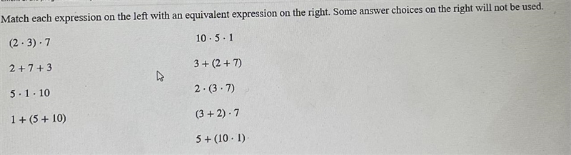 Match each expression on the left with an equivalent expression on the right-example-1