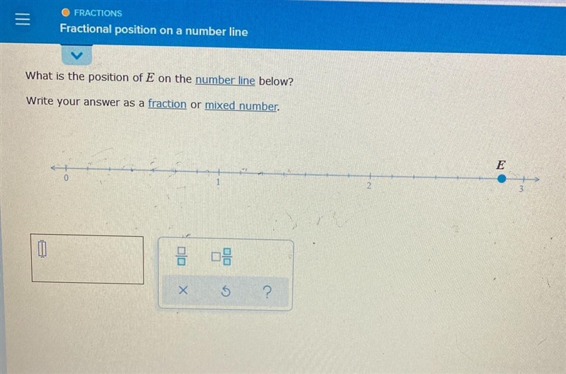 What is the positon of the letter E on the number line and how can i write it as a-example-1