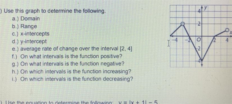 Determine the following A. Domain B. Range C. X-intercepts D. Y-intercepts-example-1