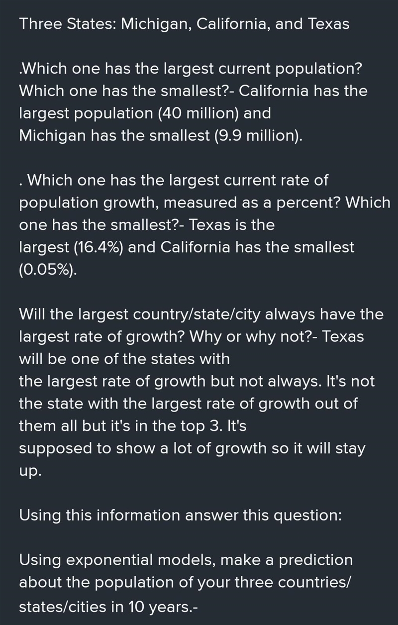 Using exponential models, make a prediction about the population of yourthree countries-example-1