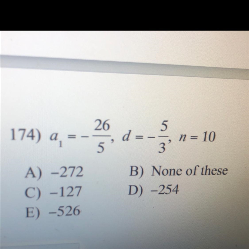 A1 = -26/5 , d = -5/3 , n = 10-example-1