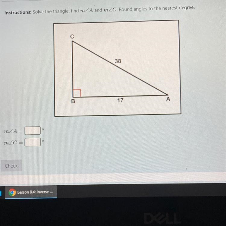 Solve the triangle, find m-example-1