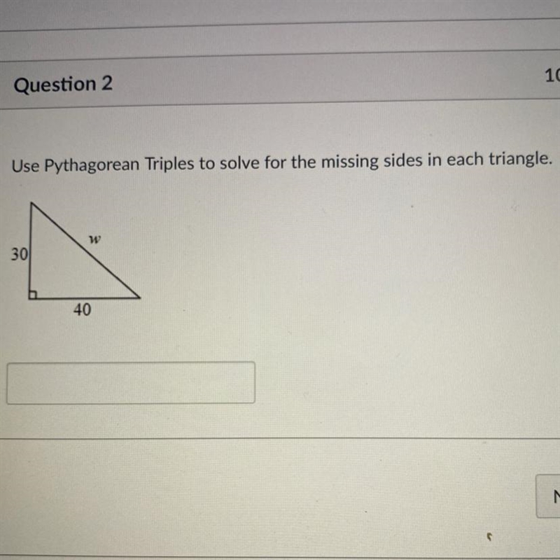 Use Pythagorean triples to solve for the missing sides in each triangle!-example-1