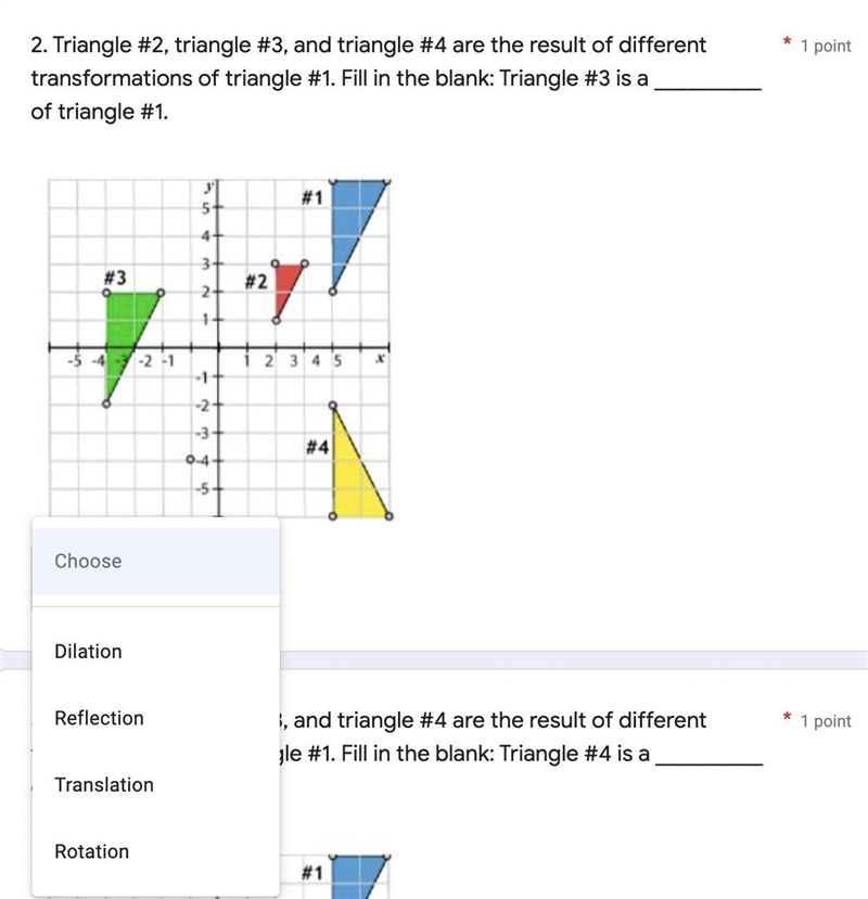 Triangle #2, triangle #3, and triangle #4 are the result of different transformations-example-1